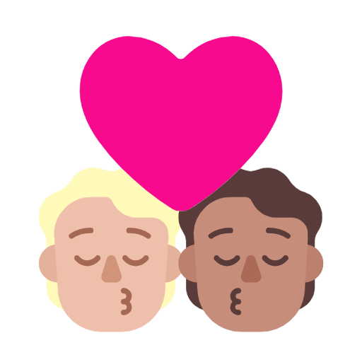 Microsoft design of the kiss: person person medium-light skin tone medium skin tone emoji verson:Windows-11-23H2