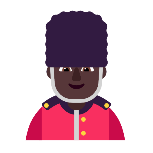 Microsoft design of the man guard: dark skin tone emoji verson:Windows-11-23H2