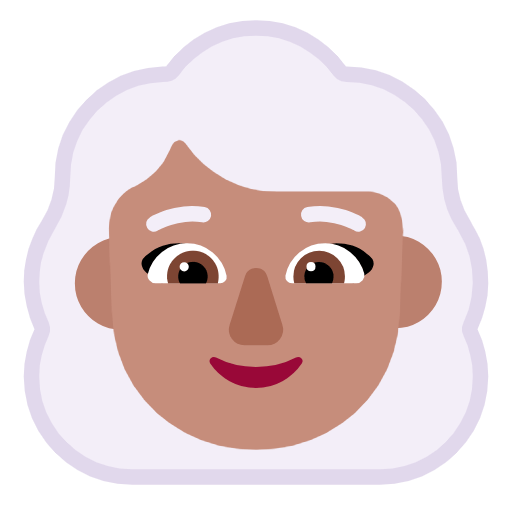 Microsoft design of the woman: medium skin tone white hair emoji verson:Windows-11-23H2