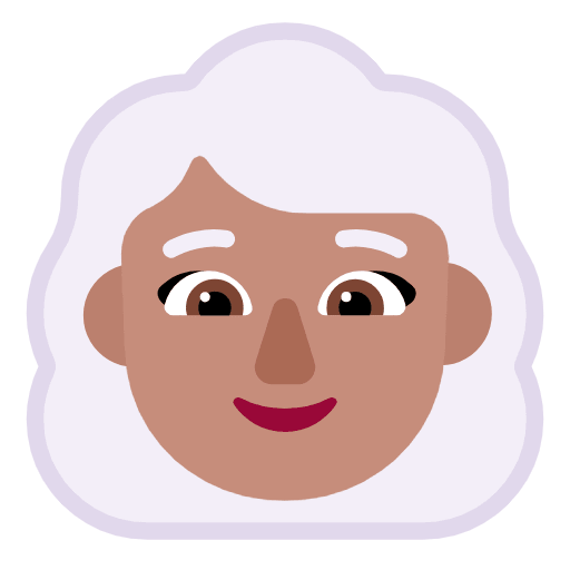 Microsoft design of the woman: medium skin tone white hair emoji verson:Windows-11-23H2