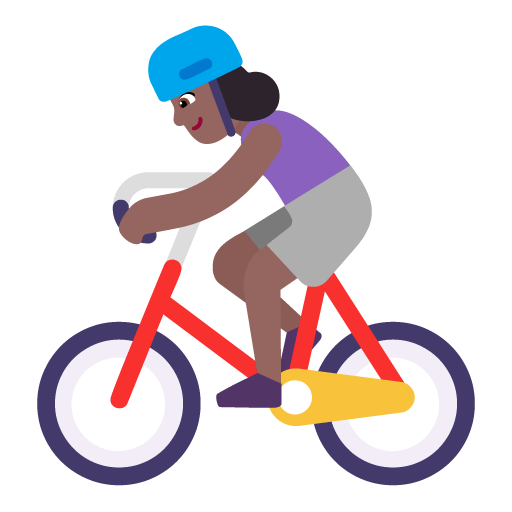Microsoft design of the woman biking: medium-dark skin tone emoji verson:Windows-11-22H2