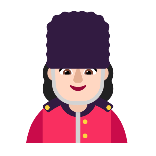 Microsoft design of the woman guard: light skin tone emoji verson:Windows-11-23H2