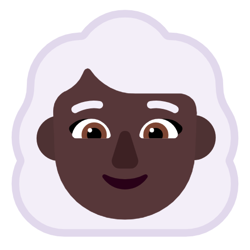 Microsoft design of the woman: dark skin tone white hair emoji verson:Windows-11-23H2