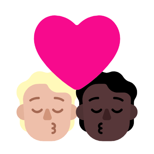 Microsoft design of the kiss: person person medium-light skin tone dark skin tone emoji verson:Windows-11-23H2