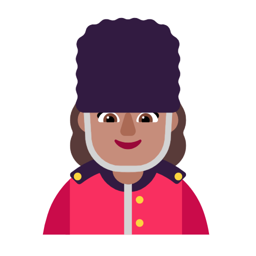 Microsoft design of the woman guard: medium skin tone emoji verson:Windows-11-23H2