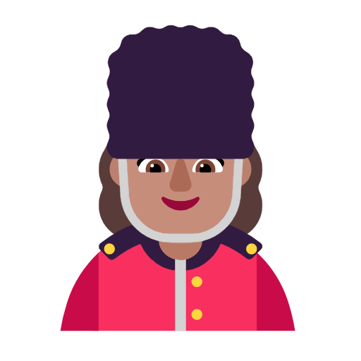 Microsoft design of the woman guard: medium skin tone emoji verson:Windows-11-23H2