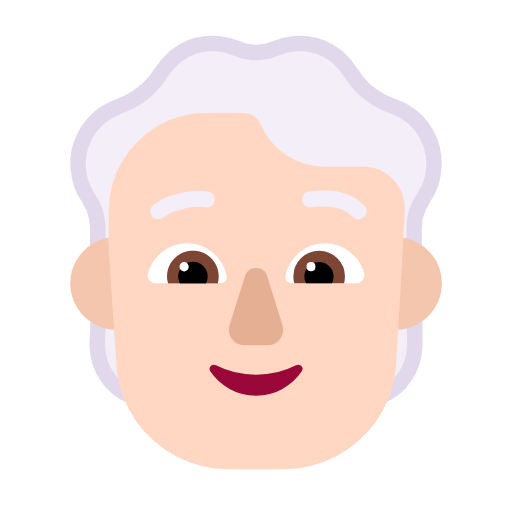 Microsoft design of the person: light skin tone white hair emoji verson:Windows-11-23H2