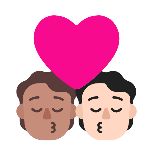 Microsoft design of the kiss: person person medium skin tone light skin tone emoji verson:Windows-11-23H2