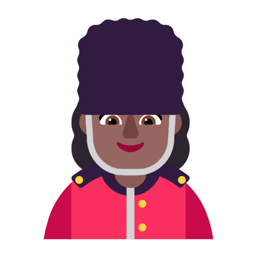 Microsoft design of the woman guard: medium-dark skin tone emoji verson:Windows-11-23H2