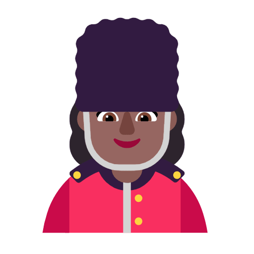 Microsoft design of the woman guard: medium-dark skin tone emoji verson:Windows-11-23H2