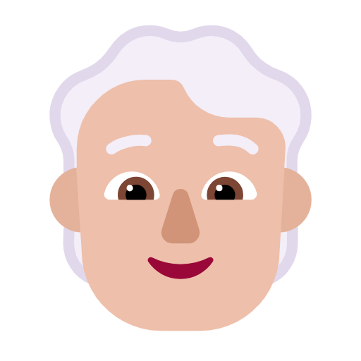 Microsoft design of the person: medium-light skin tone white hair emoji verson:Windows-11-23H2