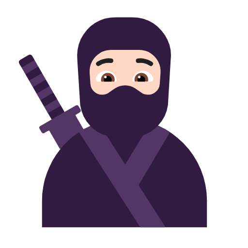 Microsoft design of the ninja: light skin tone emoji verson:Windows-11-23H2