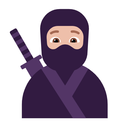 Microsoft design of the ninja: medium-light skin tone emoji verson:Windows-11-23H2