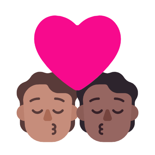 Microsoft design of the kiss: person person medium skin tone medium-dark skin tone emoji verson:Windows-11-23H2
