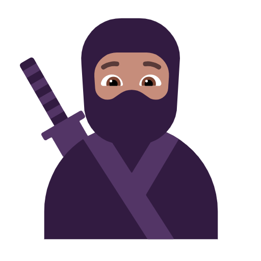 Microsoft design of the ninja: medium skin tone emoji verson:Windows-11-23H2