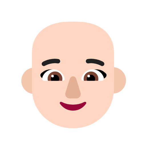 Microsoft design of the woman: light skin tone bald emoji verson:Windows-11-23H2