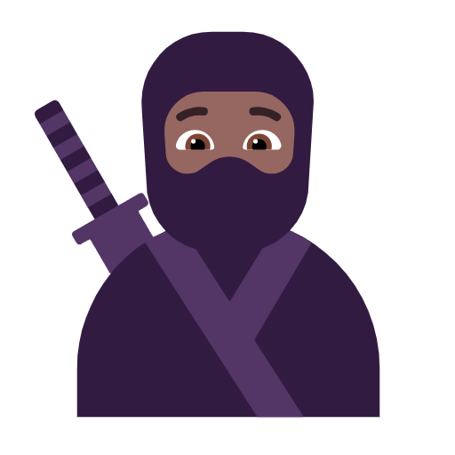 Microsoft design of the ninja: medium-dark skin tone emoji verson:Windows-11-23H2