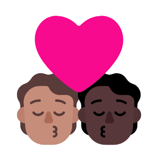 Microsoft design of the kiss: person person medium skin tone dark skin tone emoji verson:Windows-11-23H2