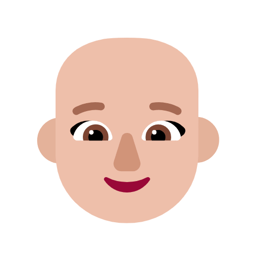 Microsoft design of the woman: medium-light skin tone bald emoji verson:Windows-11-23H2