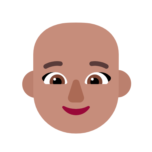 Microsoft design of the woman: medium skin tone bald emoji verson:Windows-11-23H2
