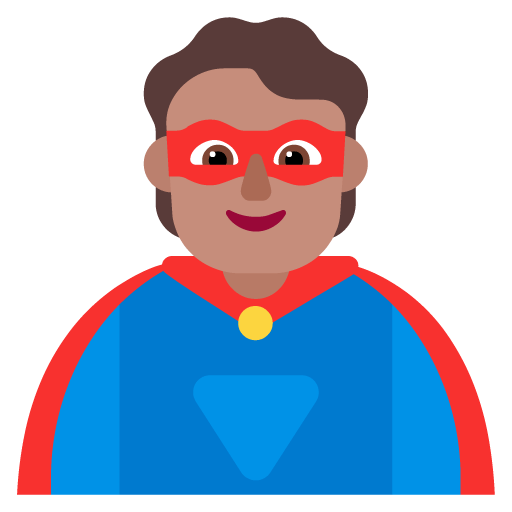 Microsoft design of the superhero: medium skin tone emoji verson:Windows-11-22H2