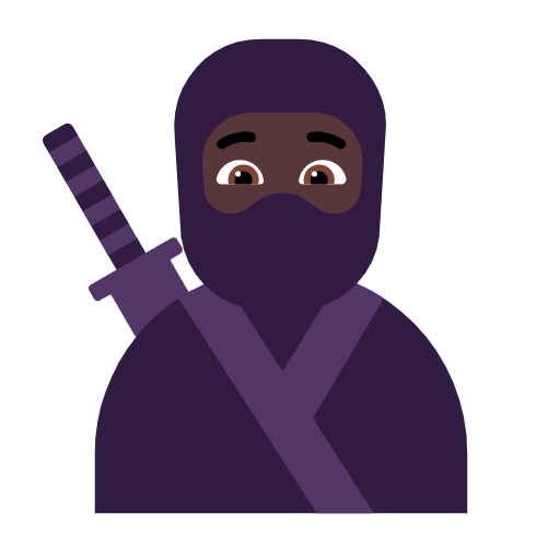 Microsoft design of the ninja: dark skin tone emoji verson:Windows-11-23H2