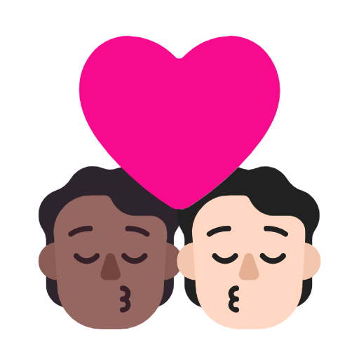 Microsoft design of the kiss: person person medium-dark skin tone light skin tone emoji verson:Windows-11-23H2