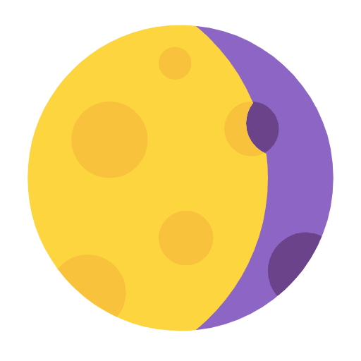 Microsoft design of the waning gibbous moon emoji verson:Windows-11-23H2