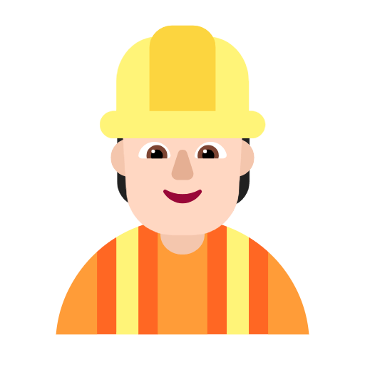 Microsoft design of the construction worker: light skin tone emoji verson:Windows-11-23H2