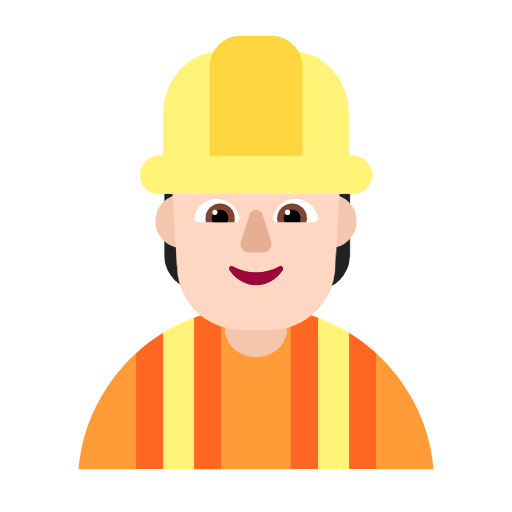 Microsoft design of the construction worker: light skin tone emoji verson:Windows-11-23H2