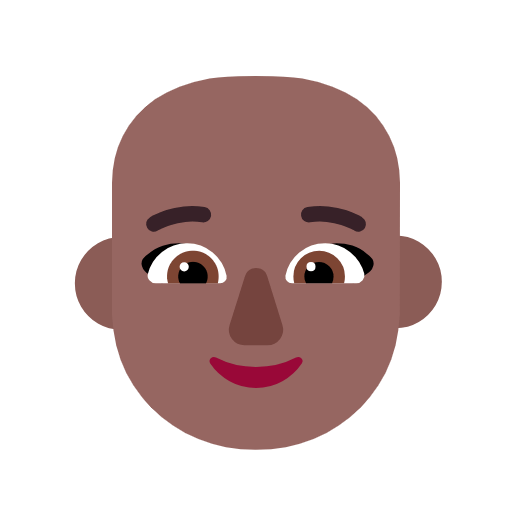Microsoft design of the woman: medium-dark skin tone bald emoji verson:Windows-11-23H2