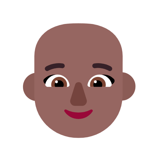 Microsoft design of the woman: medium-dark skin tone bald emoji verson:Windows-11-23H2