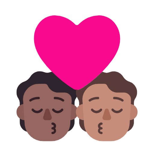 Microsoft design of the kiss: person person medium-dark skin tone medium skin tone emoji verson:Windows-11-23H2