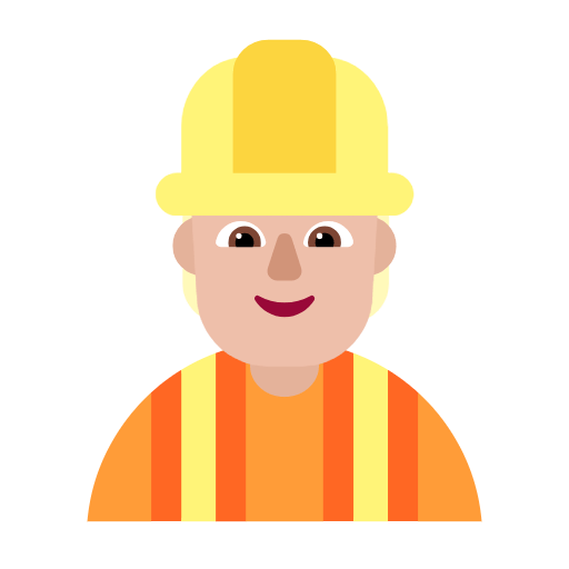 Microsoft design of the construction worker: medium-light skin tone emoji verson:Windows-11-23H2