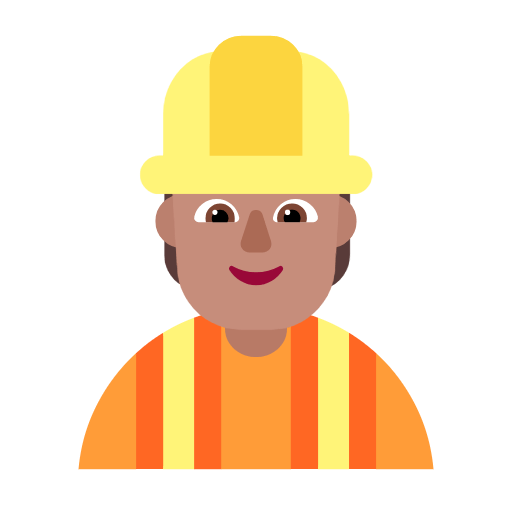 Microsoft design of the construction worker: medium skin tone emoji verson:Windows-11-23H2