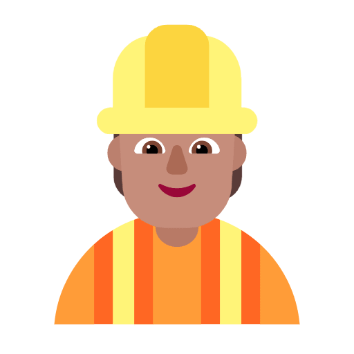 Microsoft design of the construction worker: medium skin tone emoji verson:Windows-11-23H2