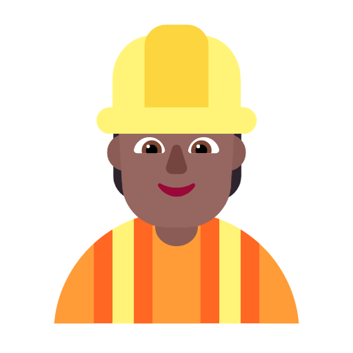 Microsoft design of the construction worker: medium-dark skin tone emoji verson:Windows-11-23H2
