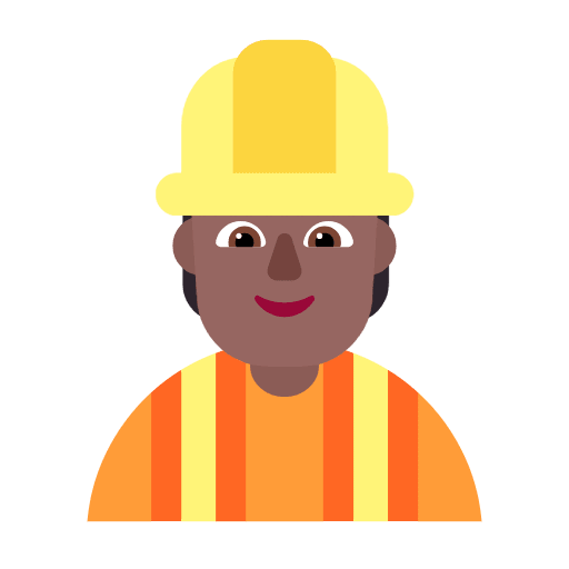 Microsoft design of the construction worker: medium-dark skin tone emoji verson:Windows-11-23H2