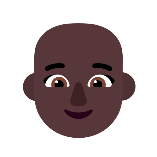 Microsoft design of the woman: dark skin tone bald emoji verson:Windows-11-23H2