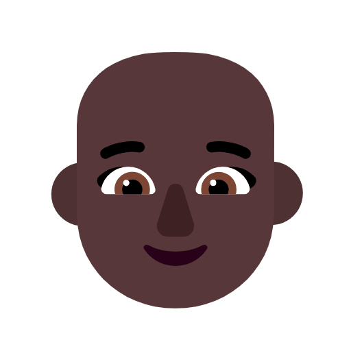 Microsoft design of the woman: dark skin tone bald emoji verson:Windows-11-23H2