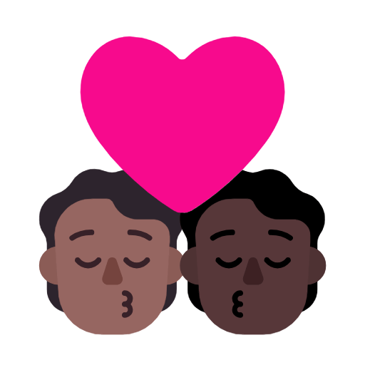 Microsoft design of the kiss: person person medium-dark skin tone dark skin tone emoji verson:Windows-11-23H2