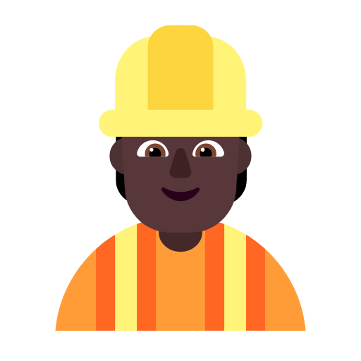 Microsoft design of the construction worker: dark skin tone emoji verson:Windows-11-23H2