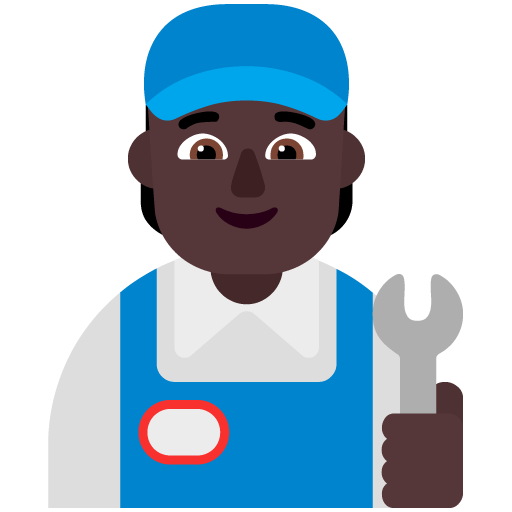 Microsoft design of the mechanic: dark skin tone emoji verson:Windows-11-22H2