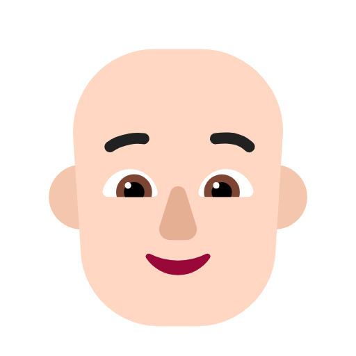 Microsoft design of the person: light skin tone bald emoji verson:Windows-11-23H2