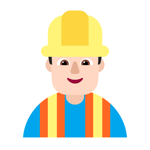 Microsoft design of the man construction worker: light skin tone emoji verson:Windows-11-23H2
