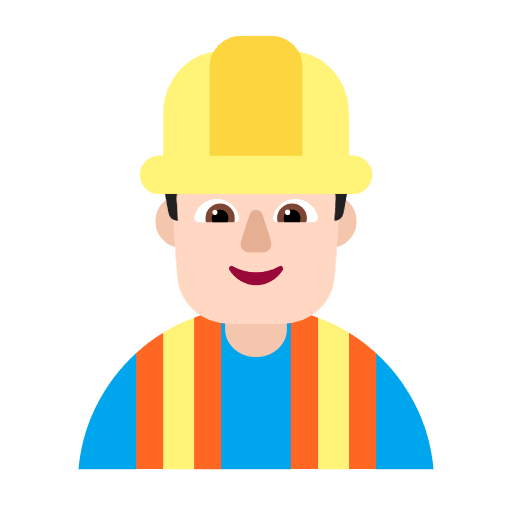 Microsoft design of the man construction worker: light skin tone emoji verson:Windows-11-23H2