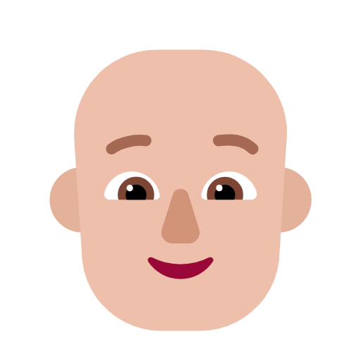 Microsoft design of the person: medium-light skin tone bald emoji verson:Windows-11-23H2