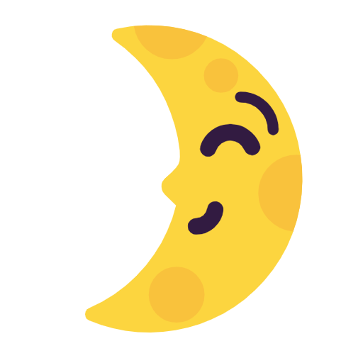Microsoft design of the first quarter moon face emoji verson:Windows-11-23H2