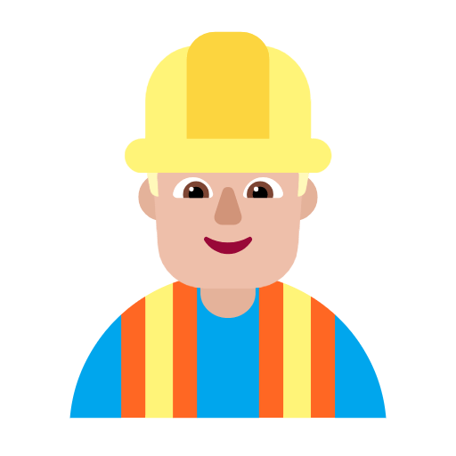 Microsoft design of the man construction worker: medium-light skin tone emoji verson:Windows-11-23H2