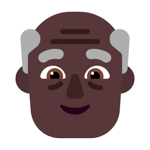 Microsoft design of the old man: dark skin tone emoji verson:Windows-11-22H2